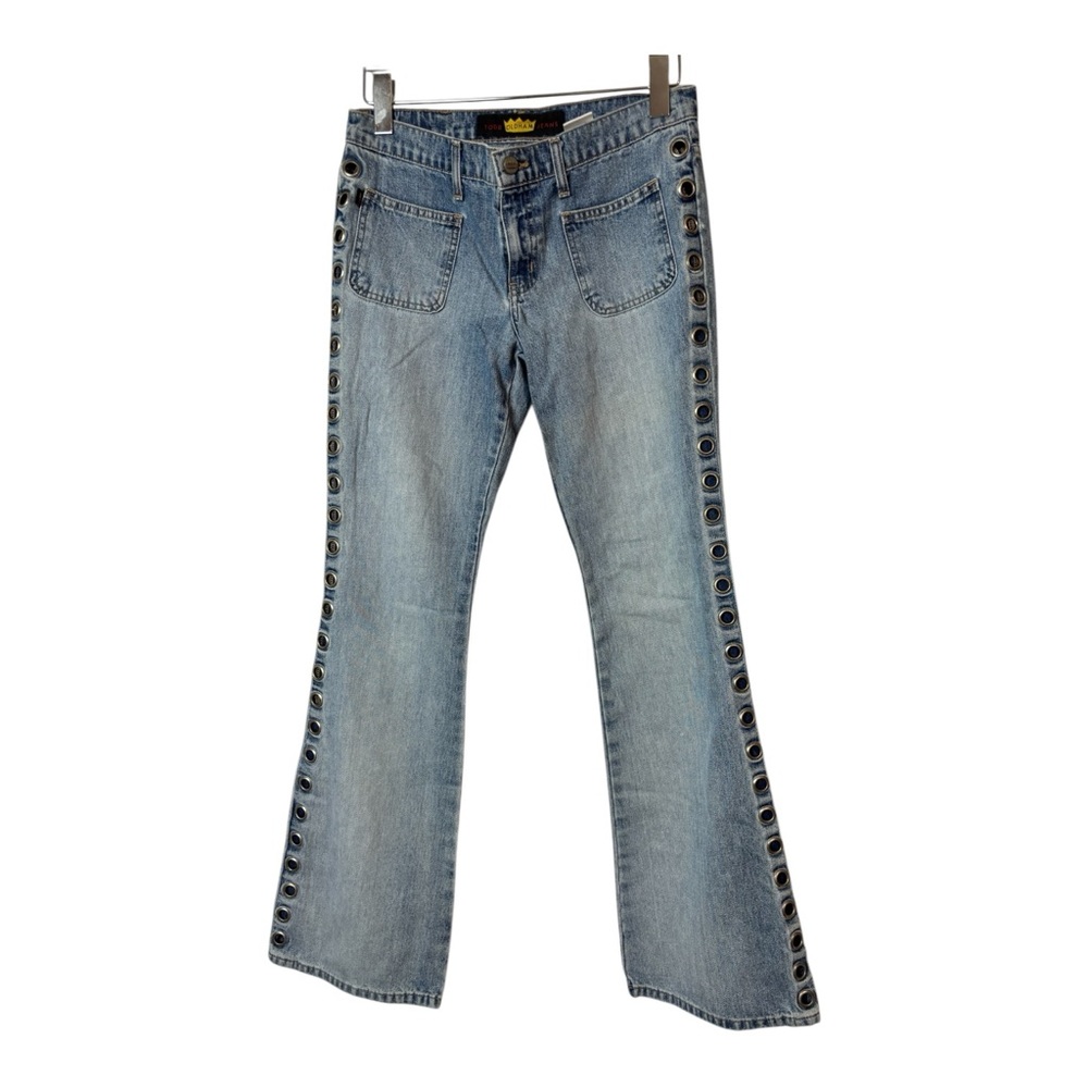 Vintage Todd Oldham Jeans low rise flare jean side grommets Y2K Women’s size 11